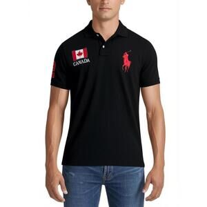 Polo Ralph Lauren L Black Canada Big Pony Polo #2 Flag